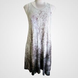 Suki + Solaine Abstract Ombre Swing Midi Dress Made in USA Artistic Minimalist L